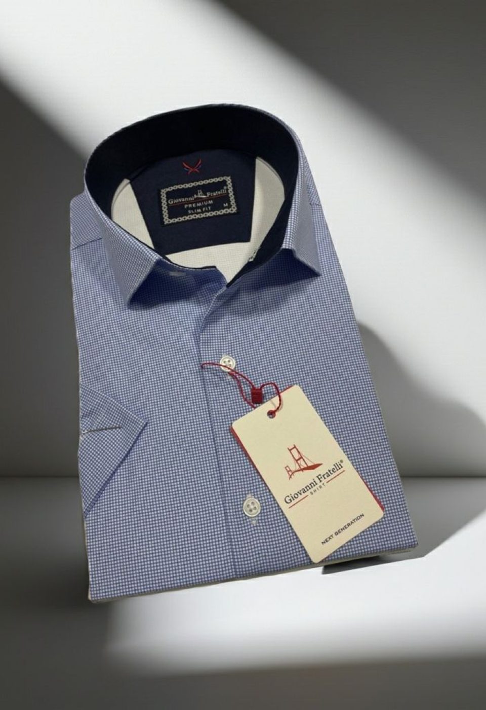 Slim Fit Kısa Kol Desenli Saten Erkek Gömlek 3GMK321107010