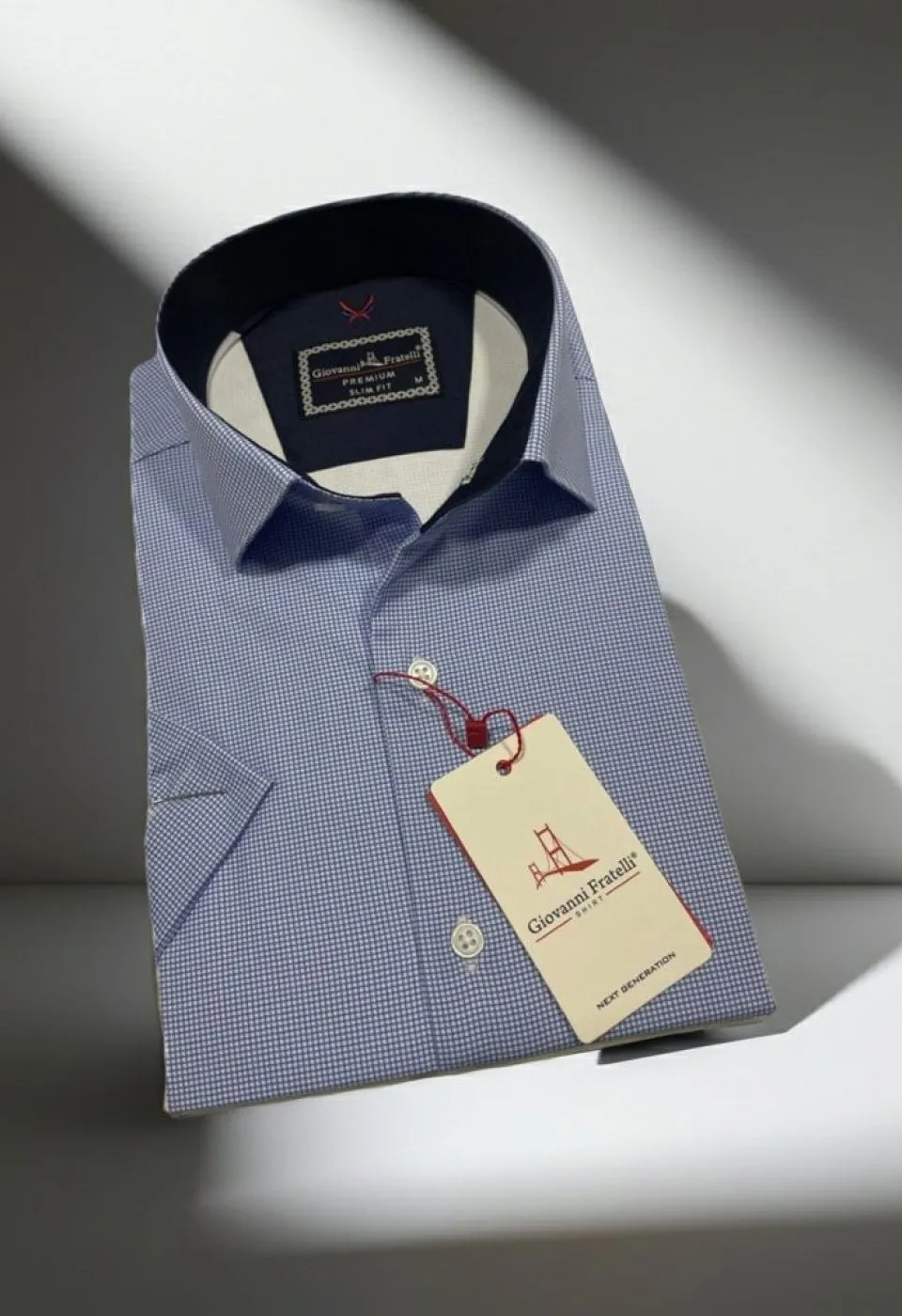 Slim Fit Kısa Kol Desenli Saten Erkek Gömlek 3GMK321107010