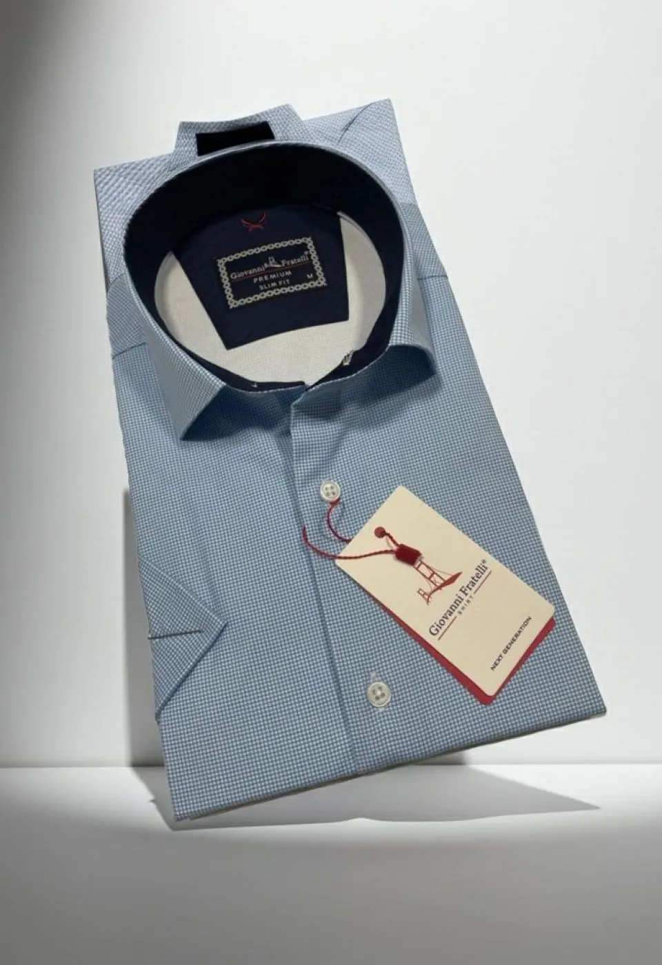 Slim Fit Kısa Kol Desenli Saten Erkek Gömlek 3GMK321107011