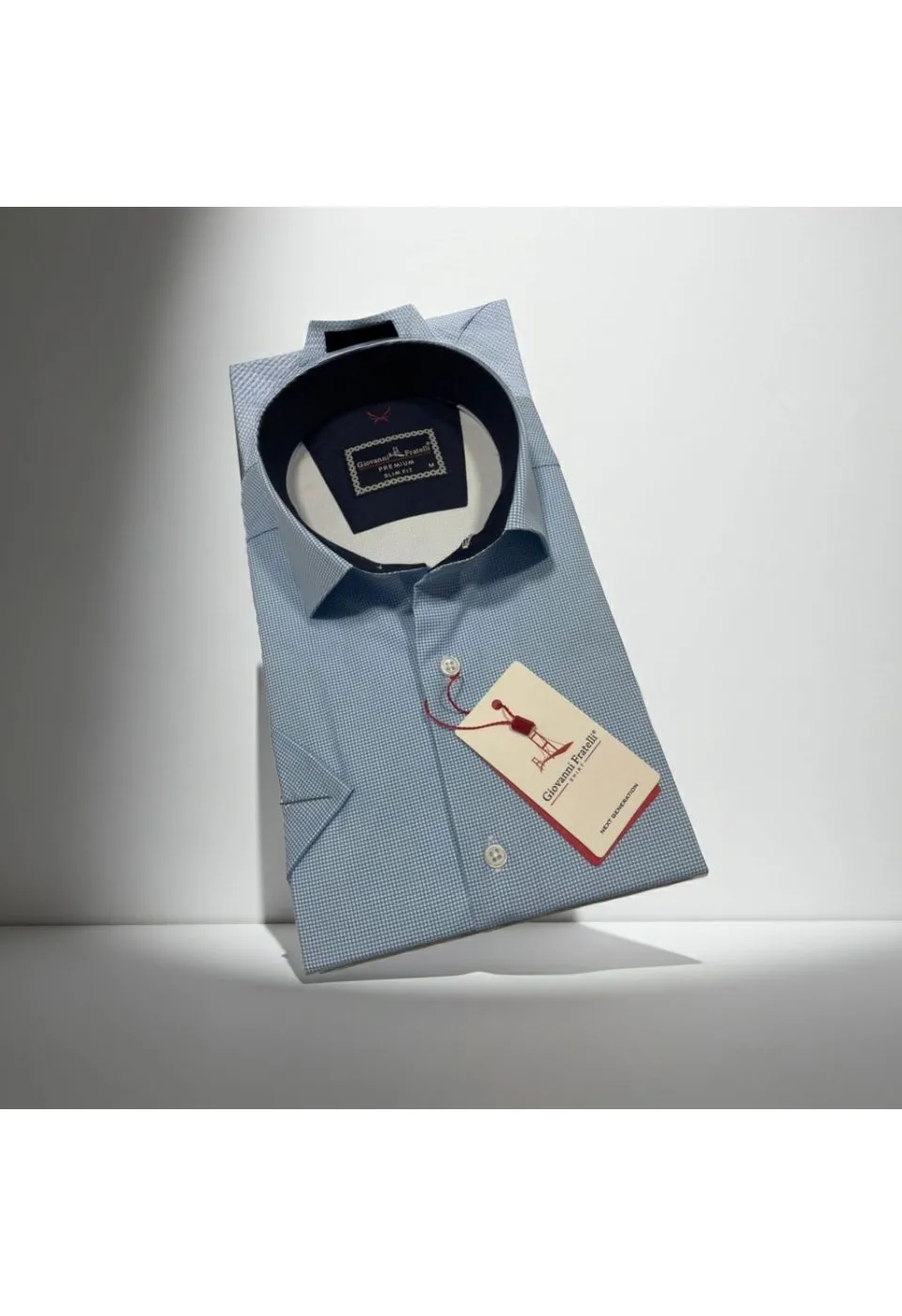 Slim Fit Kısa Kol Desenli Saten Erkek Gömlek 3GMK321107011 - Giovanni Fratelli