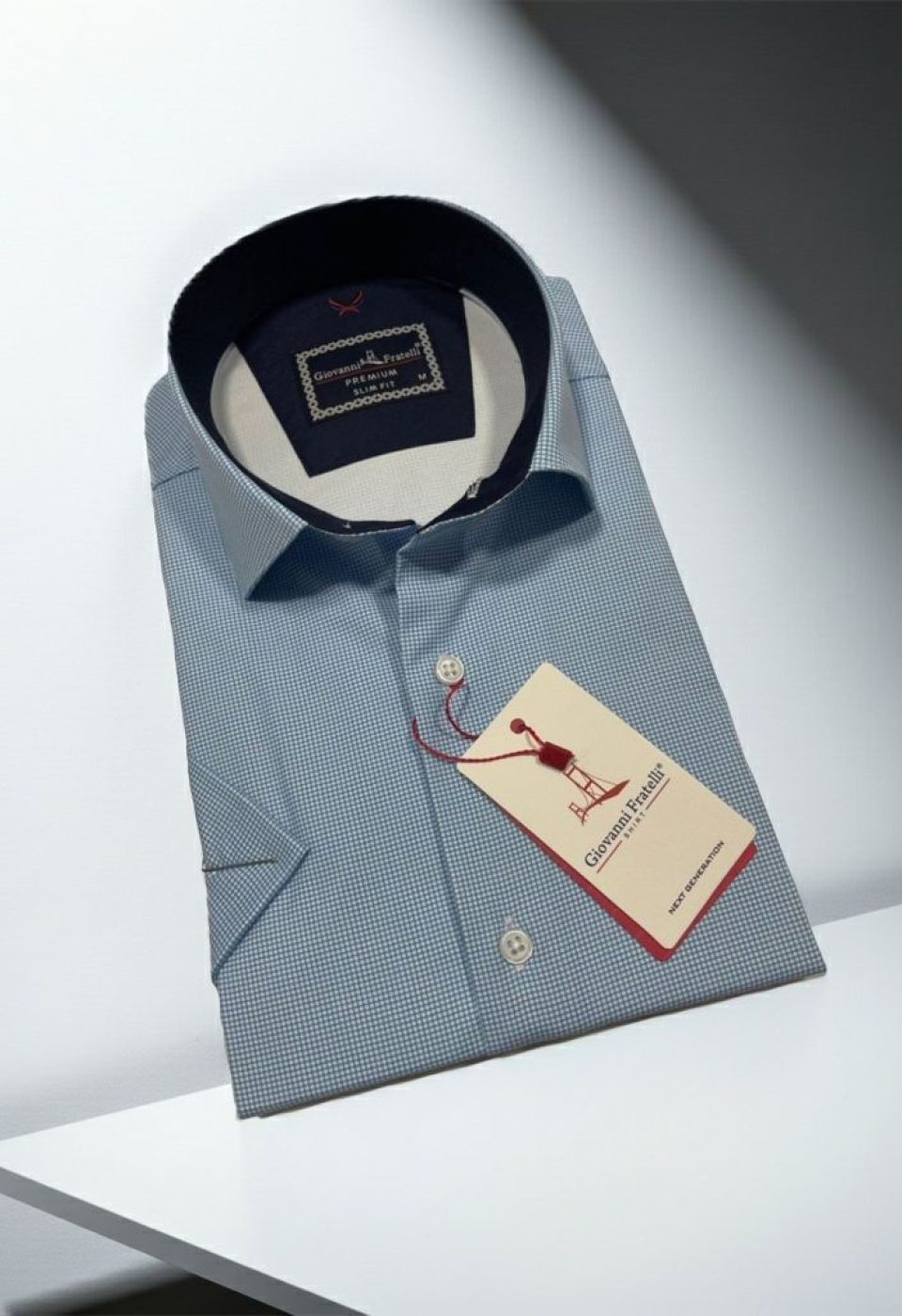 Slim Fit Kısa Kol Desenli Saten Erkek Gömlek 3GMK321107011