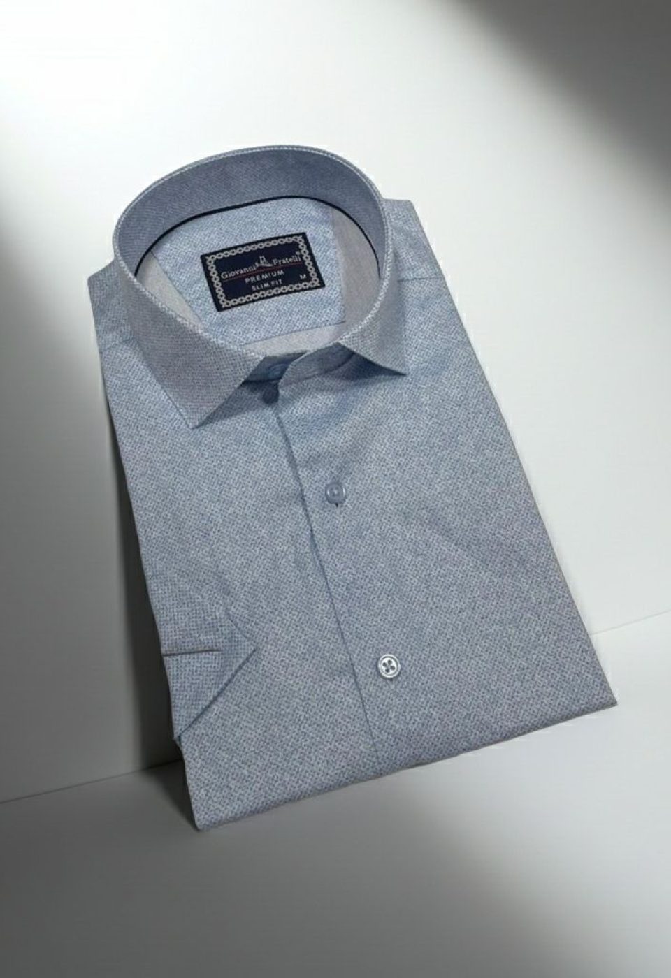 Slim Fit Kısa Kol Desenli Erkek Gömlek 3GMK341108002