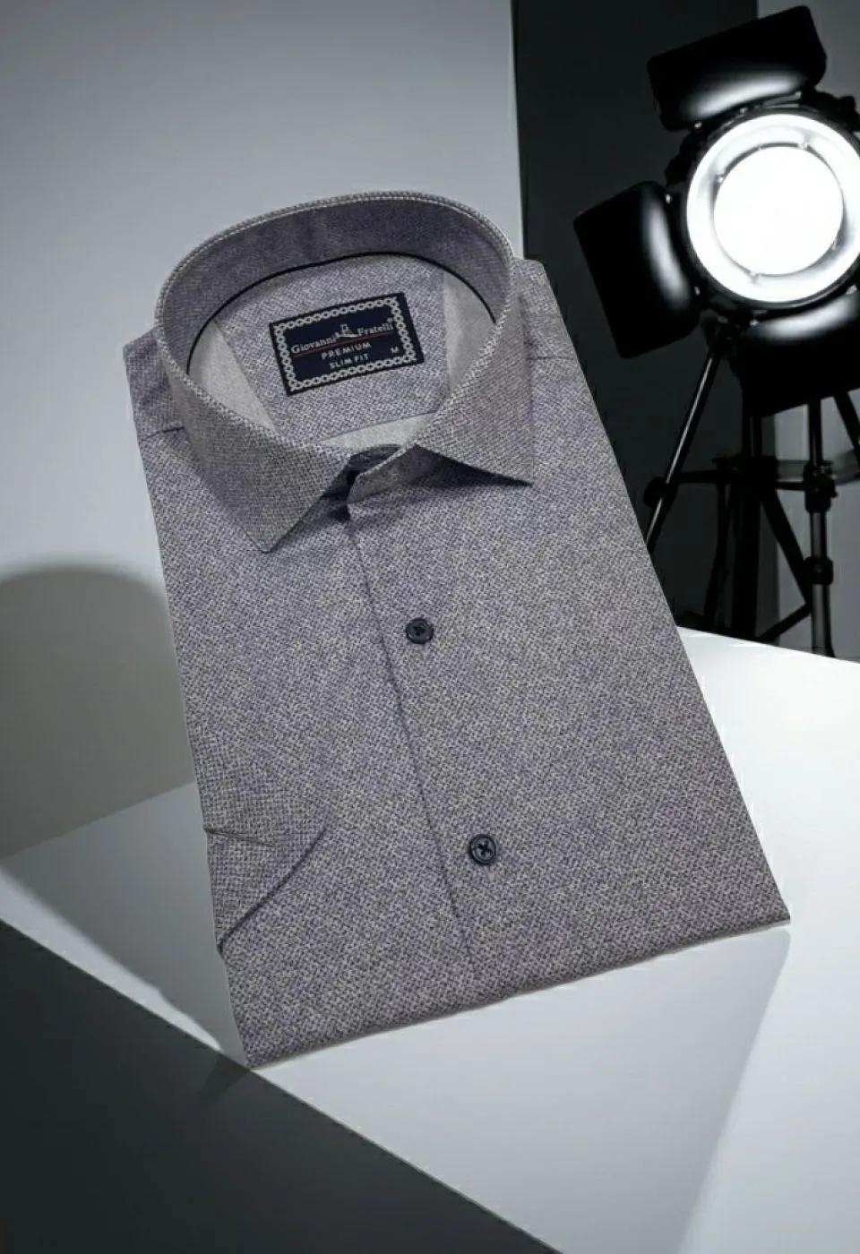 Slim Fit Kısa Kol Desenli Erkek Gömlek 3GMK341108003