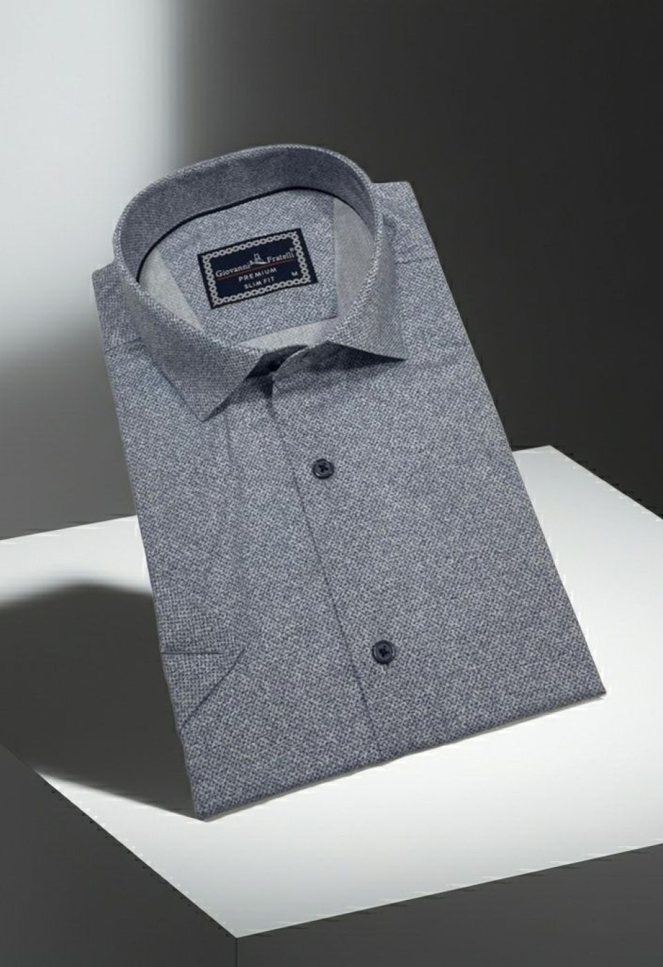 Slim Fit Kısa Kol Desenli Erkek Gömlek 3GMK341108004