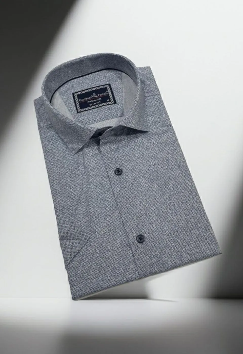 Slim Fit Kısa Kol Desenli Erkek Gömlek 3GMK341108004