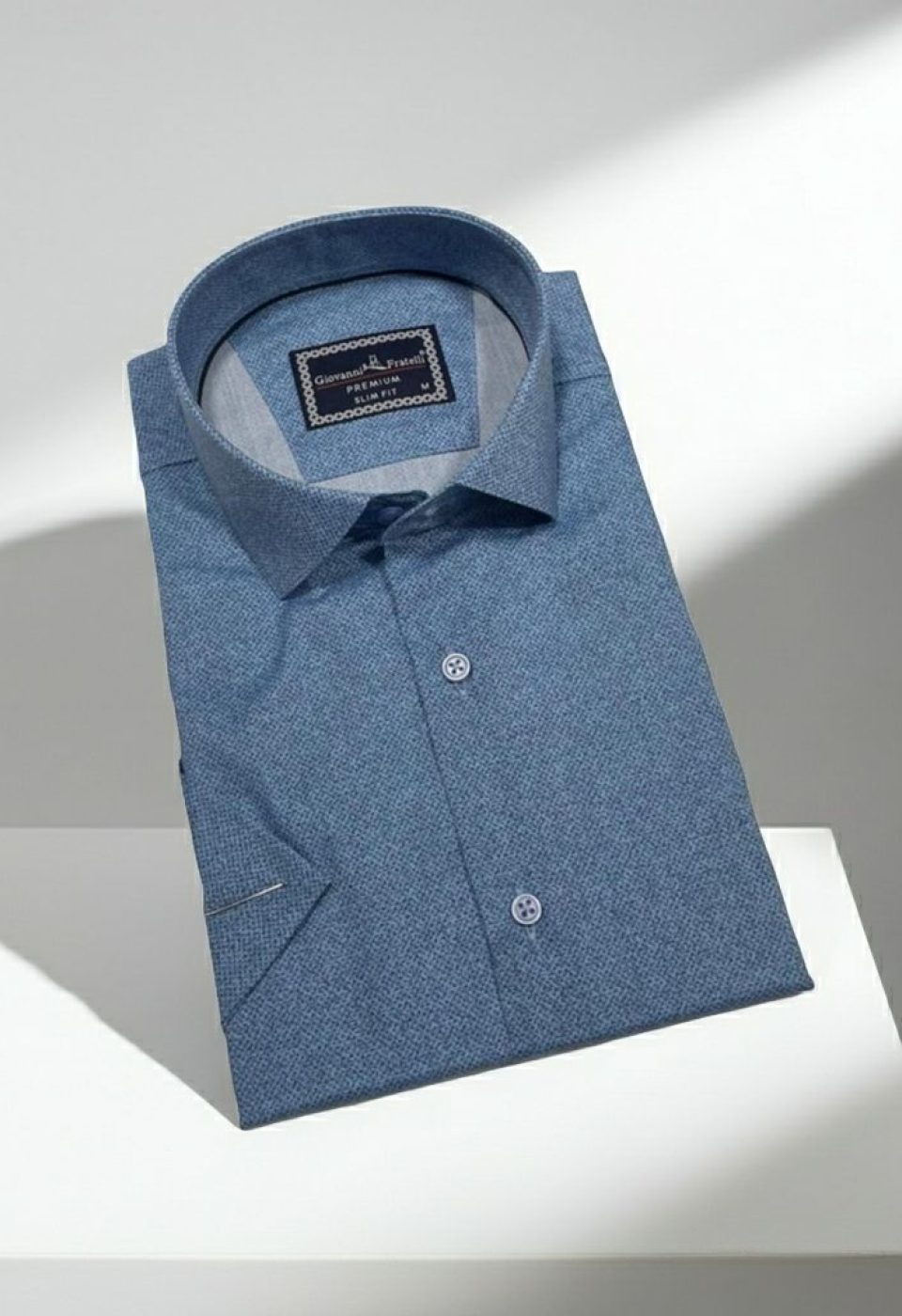 Slim Fit Kısa Kol Desenli Erkek Gömlek 3GMK341108005
