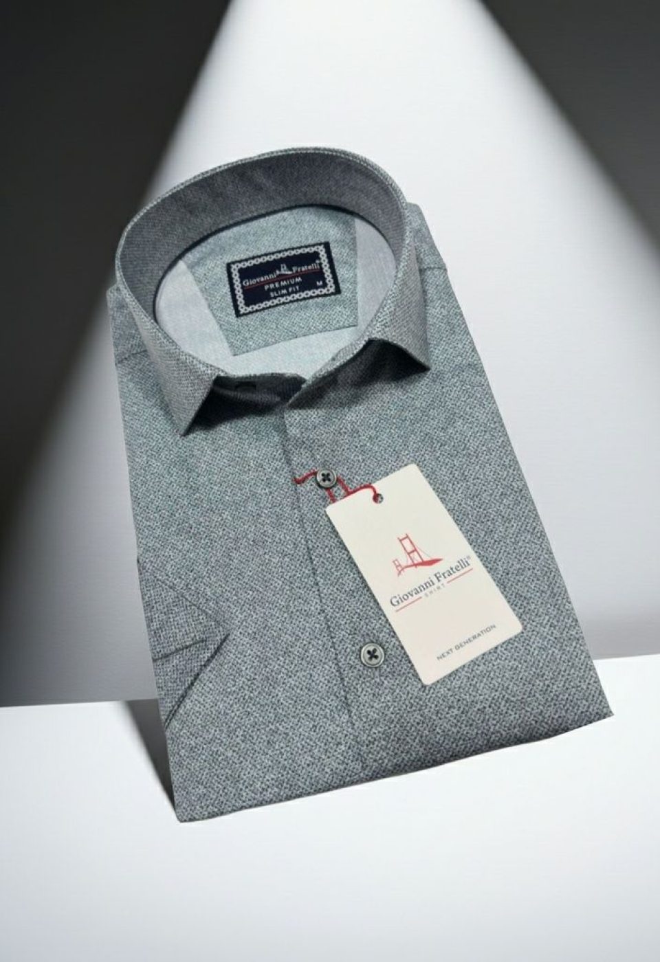 Slim Fit Kısa Kol Desenli Erkek Gömlek 3GMK341108006