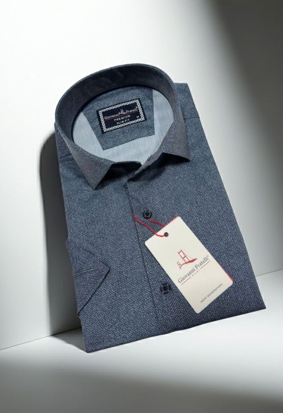 Slim Fit Kısa Kol Desenli Erkek Gömlek 3GMK341108007
