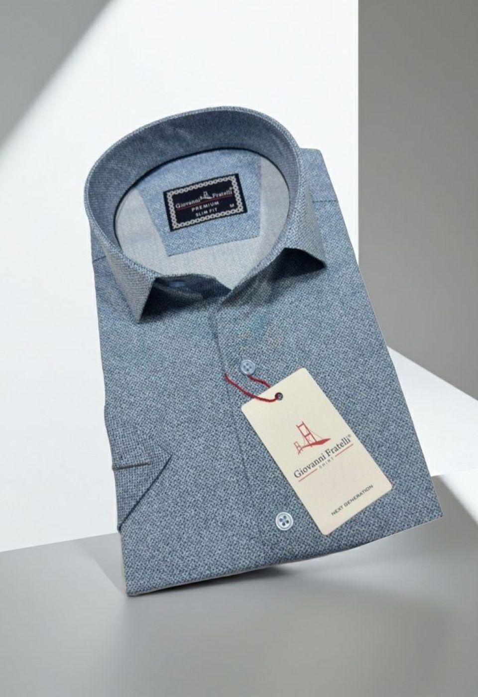 Slim Fit Kısa Kol Desenli Erkek Gömlek 3GMK341108008