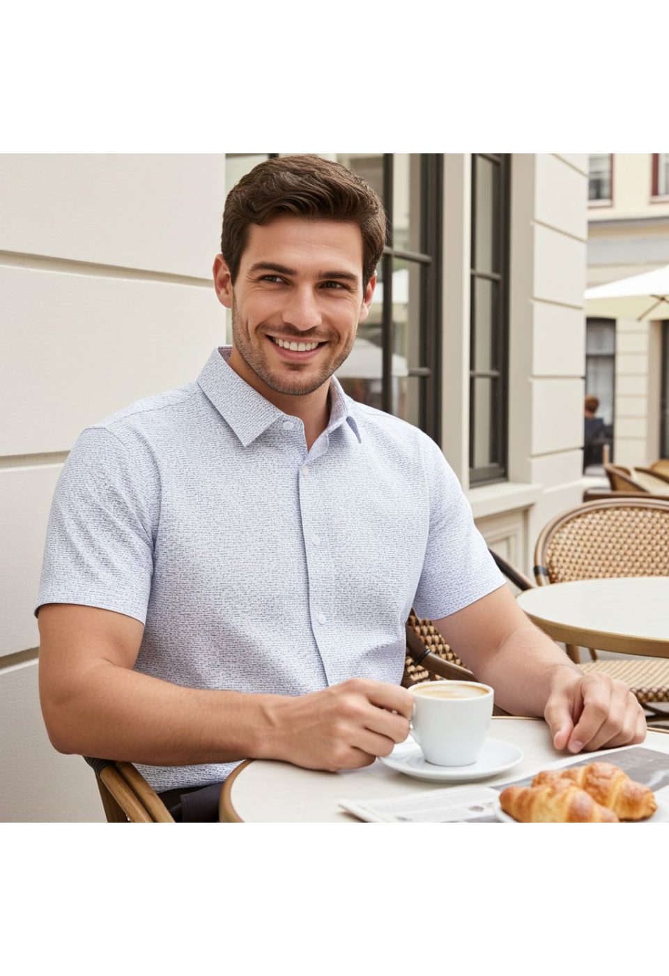 1109 CR K 001 Slim Fit Kısa Kol Desenli Erkek Gömlek 3GMK321109001 - Giovanni Fratelli