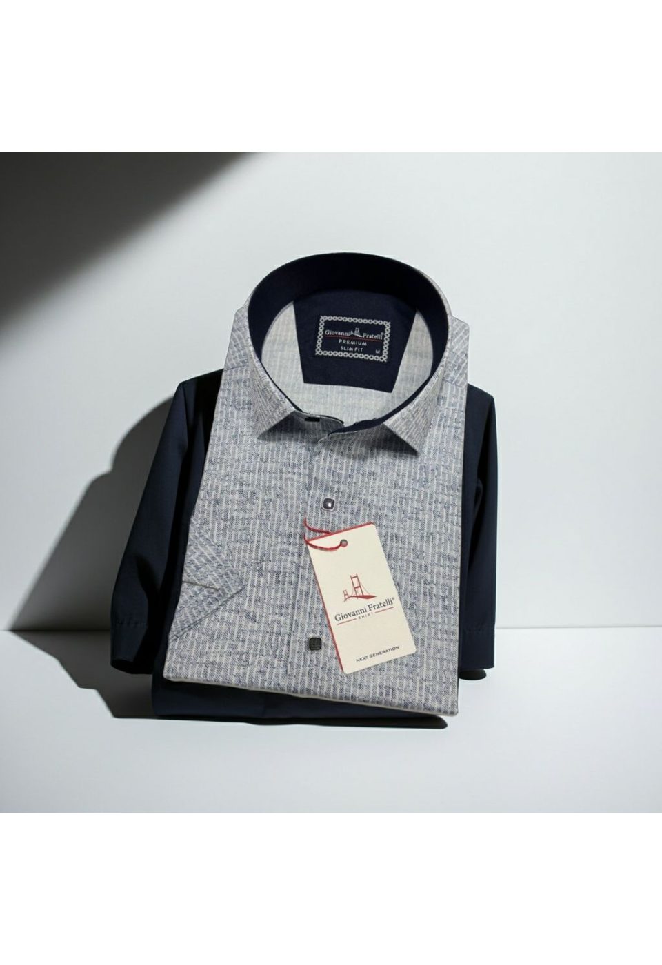 1112 CR K KOT 001 Slim Fit Kısa Kol Desenli Erkek Gömlek 3GMK351112001 - Giovanni Fratelli