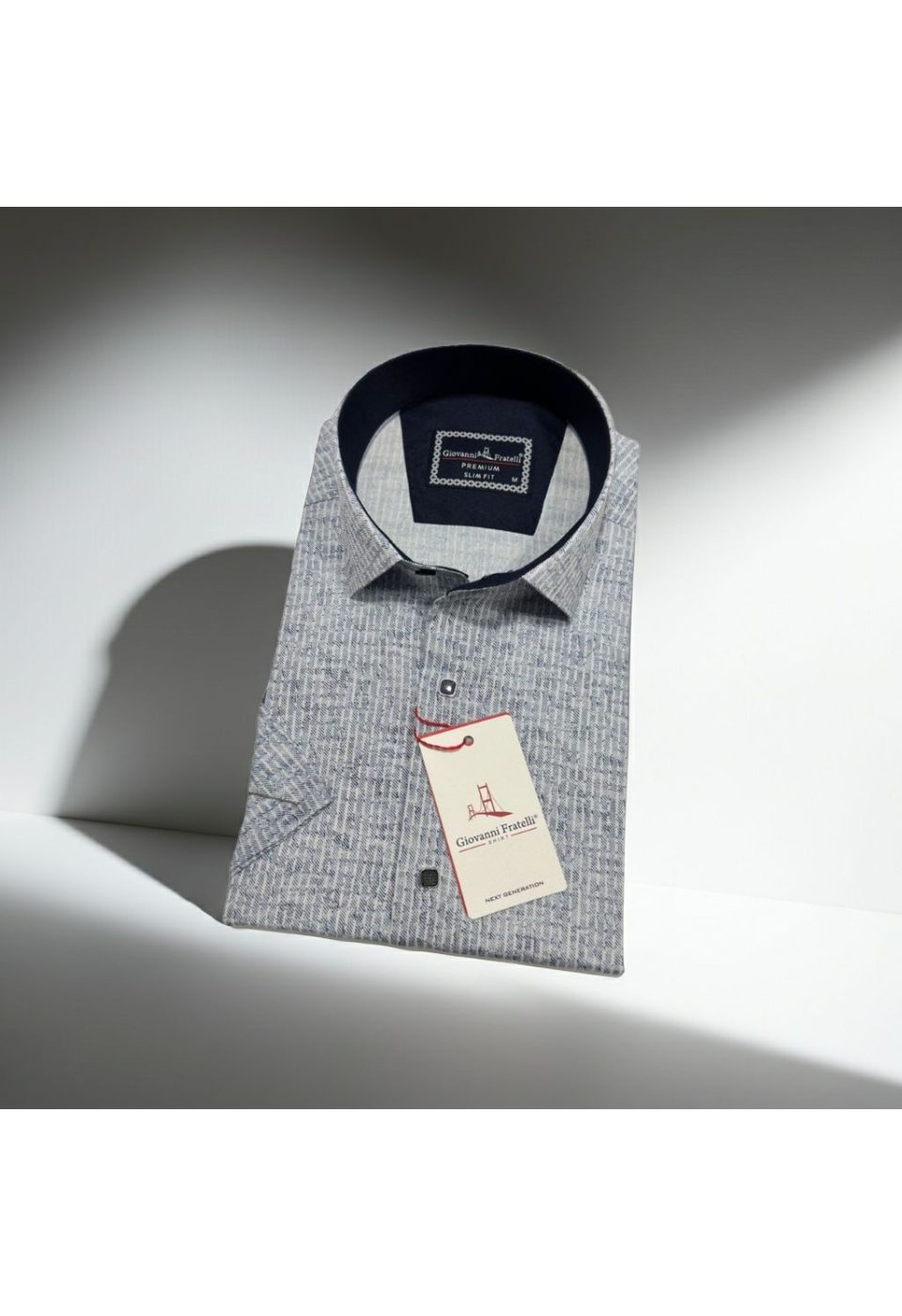 1112 CR K KOT 001 Slim Fit Kısa Kol Desenli Erkek Gömlek 3GMK351112001 - Giovanni Fratelli