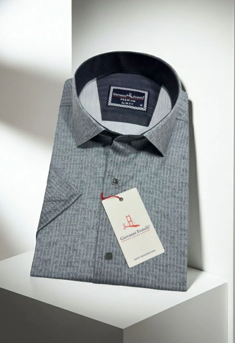 Slim Fit Kısa Kol Desenli Erkek Gömlek 3GMK351112002