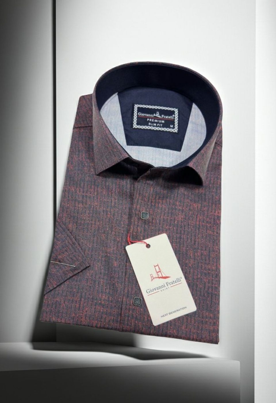 Slim Fit Kısa Kol Desenli Erkek Gömlek 3GMK351112003