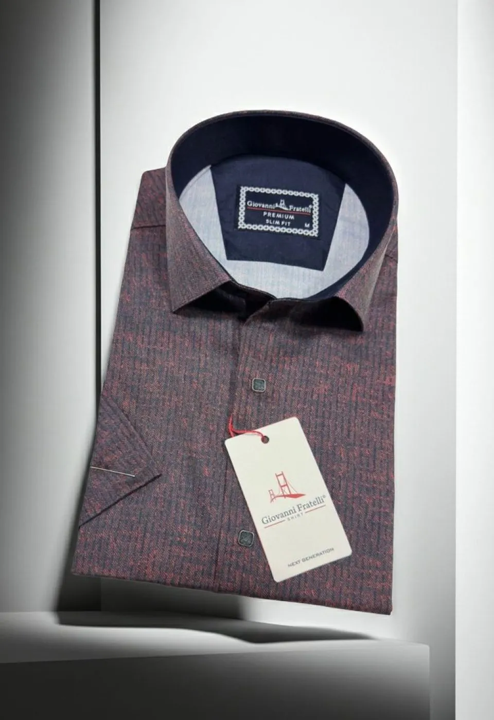 Slim Fit Kısa Kol Desenli Erkek Gömlek 3GMK351112003