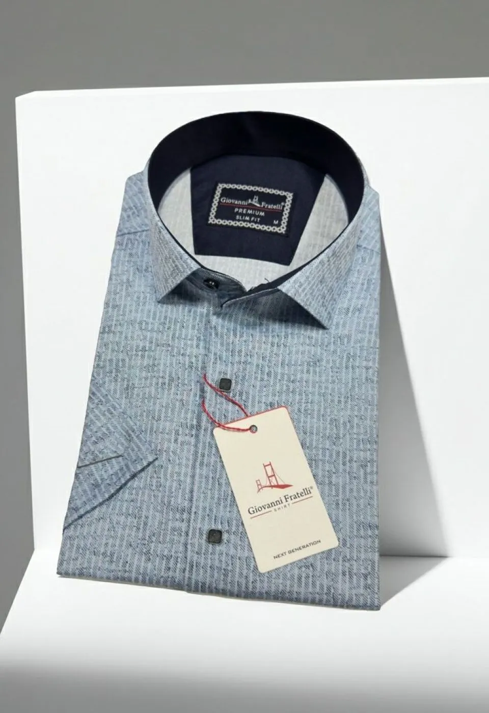 Slim Fit Kısa Kol Desenli Erkek Gömlek 3GMK351112004