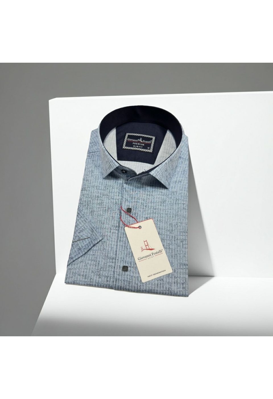 1112 CR K KOT 004 Slim Fit Kısa Kol Desenli Erkek Gömlek 3GMK351112004 - Giovanni Fratelli