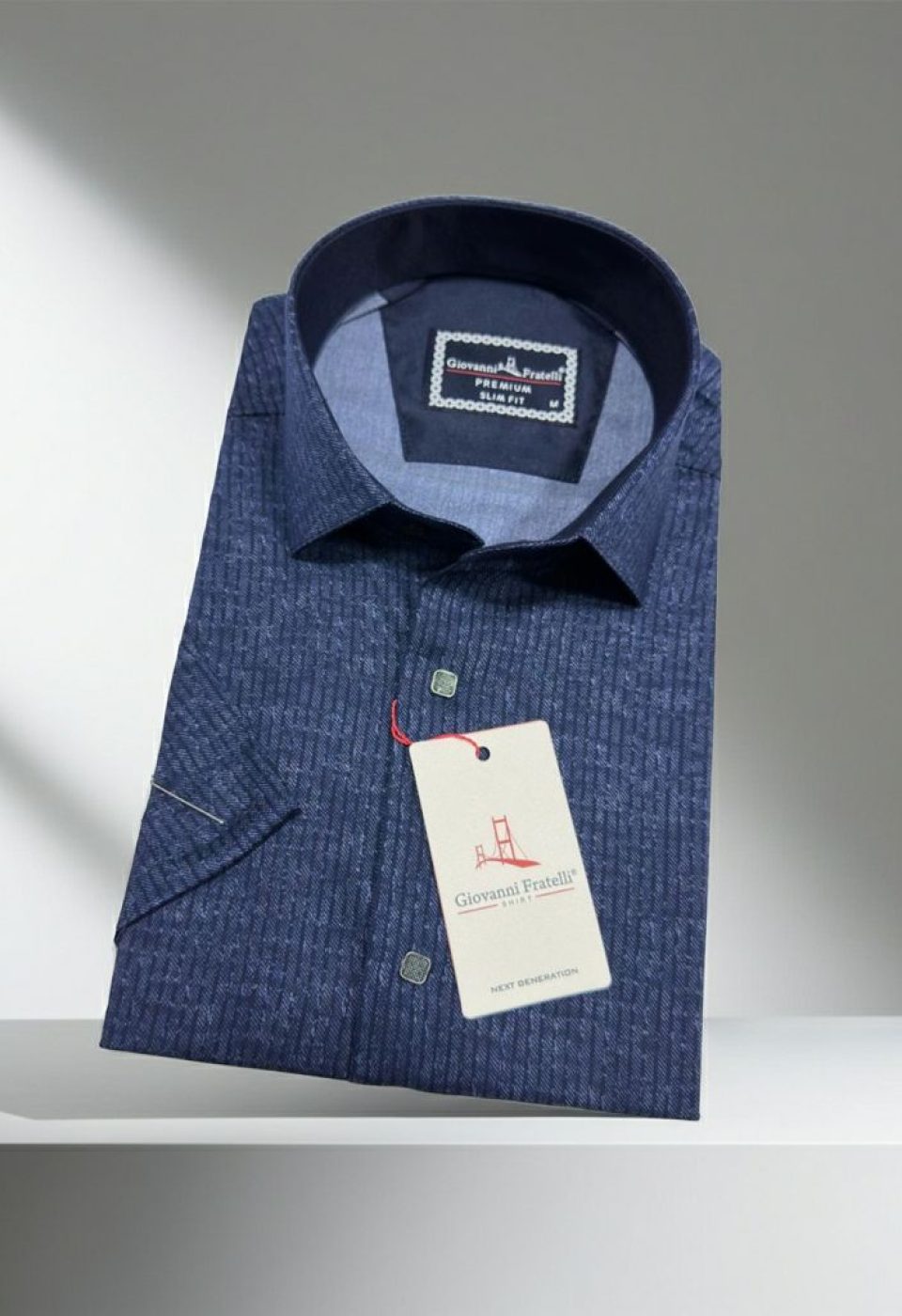 Slim Fit Kısa Kol Desenli Erkek Gömlek 3GMK351112006