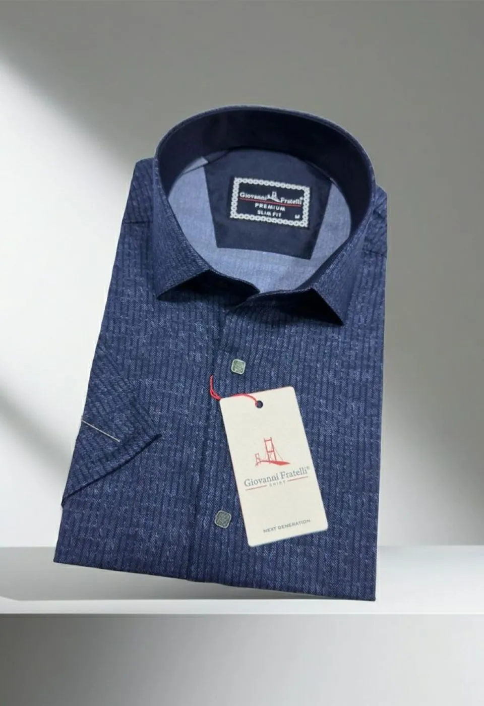 Slim Fit Kısa Kol Desenli Erkek Gömlek 3GMK351112006