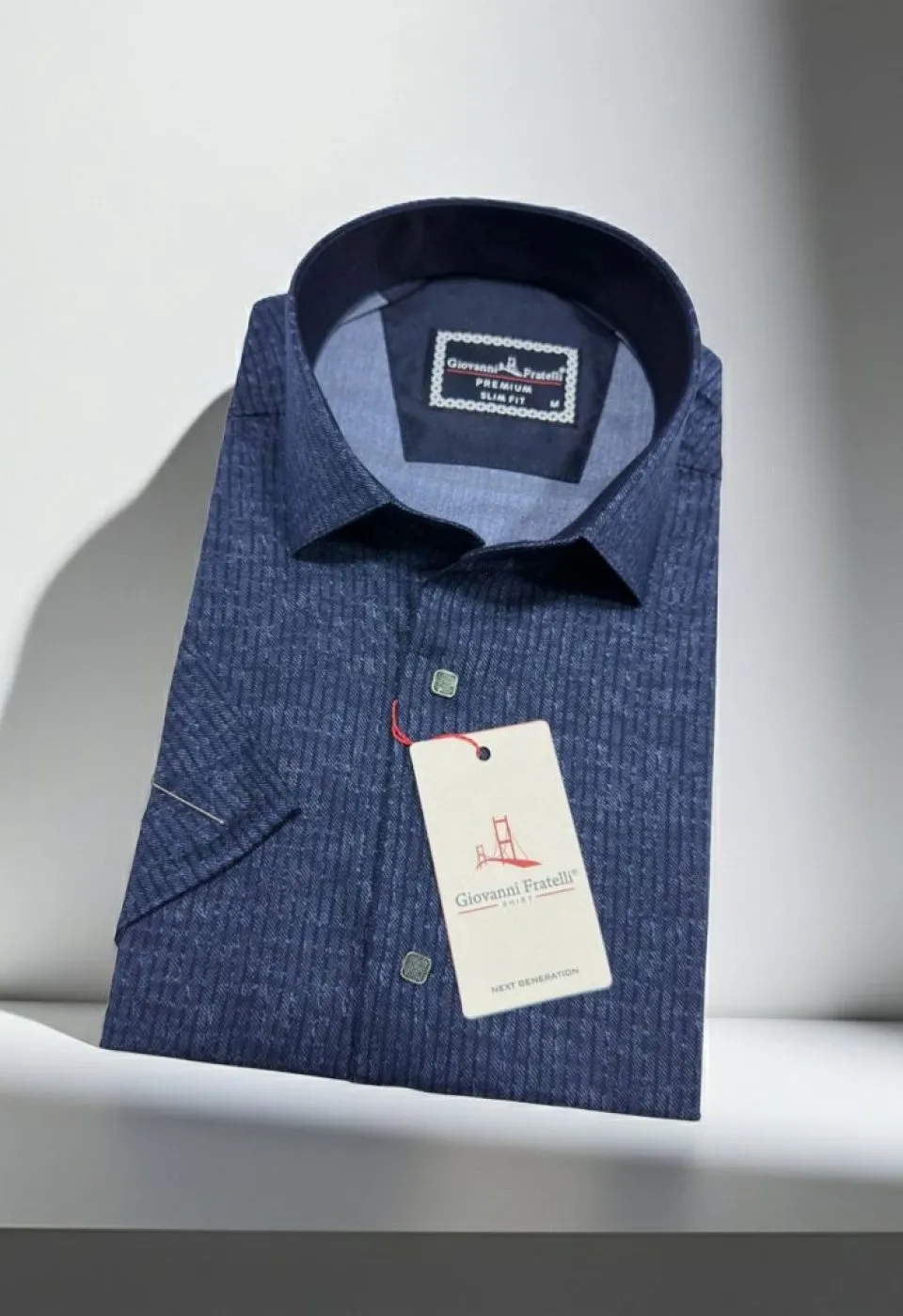 Slim Fit Kısa Kol Desenli Erkek Gömlek 3GMK351112006