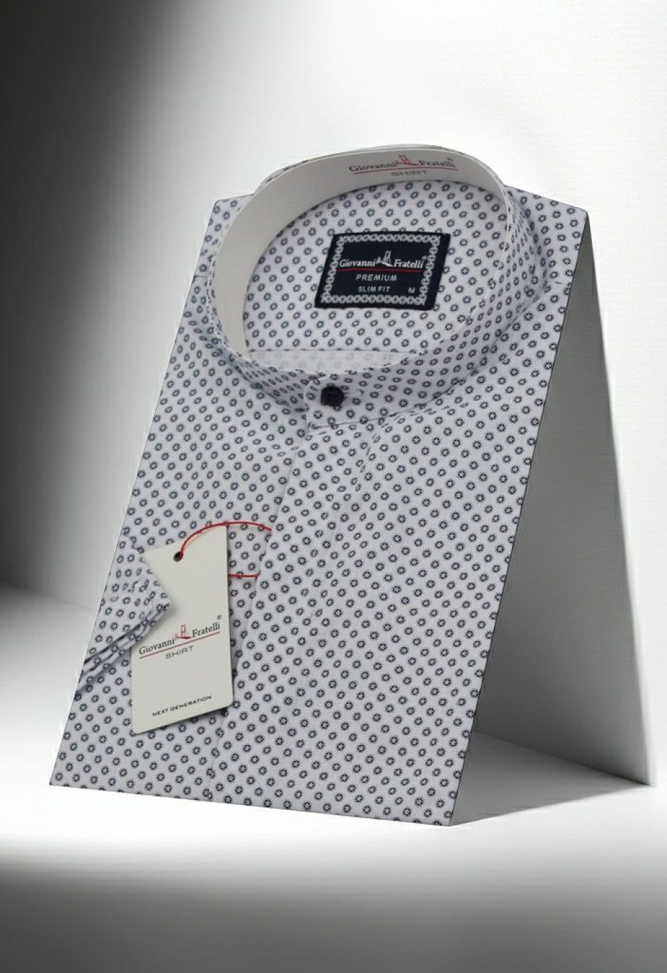 Slim Fit Kısa Kol Desenli Hakim Yaka Erkek Gömlek 3GMK311121001