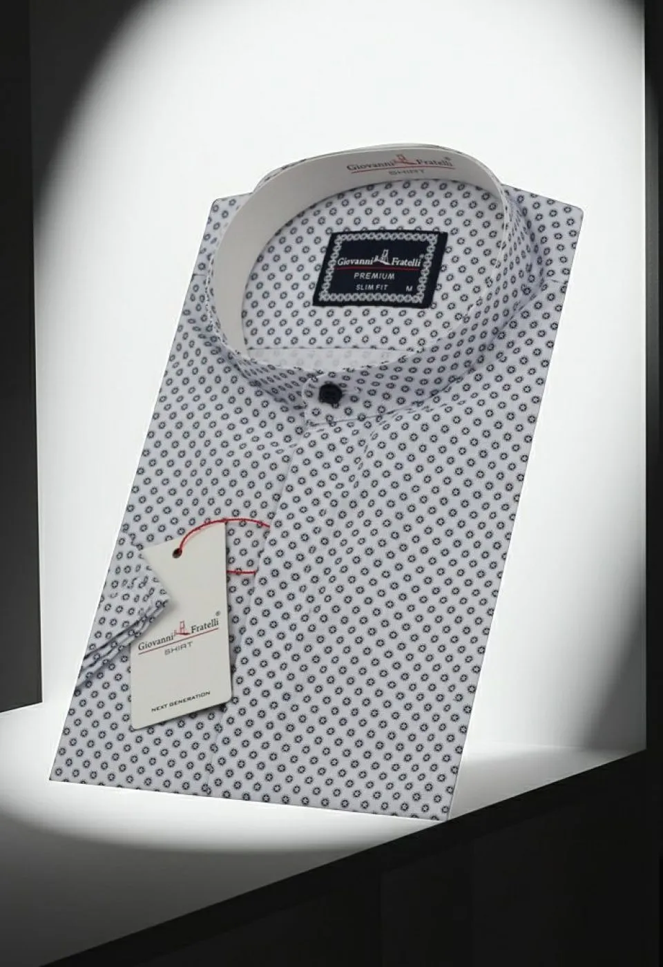 Slim Fit Kısa Kol Desenli Hakim Yaka Erkek Gömlek 3GMK311121001 - Giovanni Fratelli