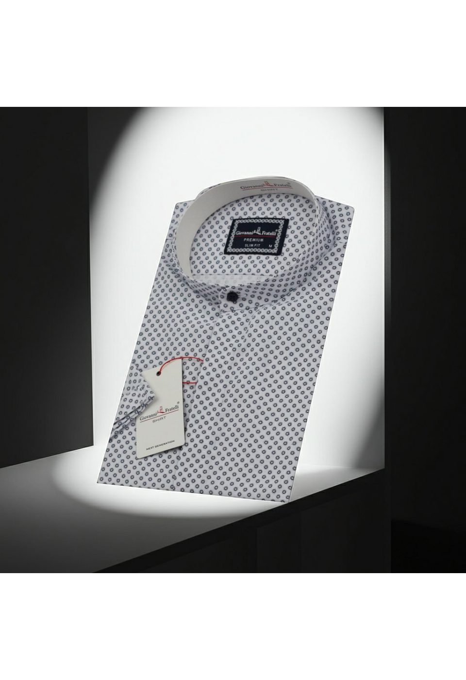 1121 CR K HK 001 Slim Fit Kısa Kol Desenli Hakim Yaka Erkek Gömlek 3GMK311121001 - Giovanni Fratelli