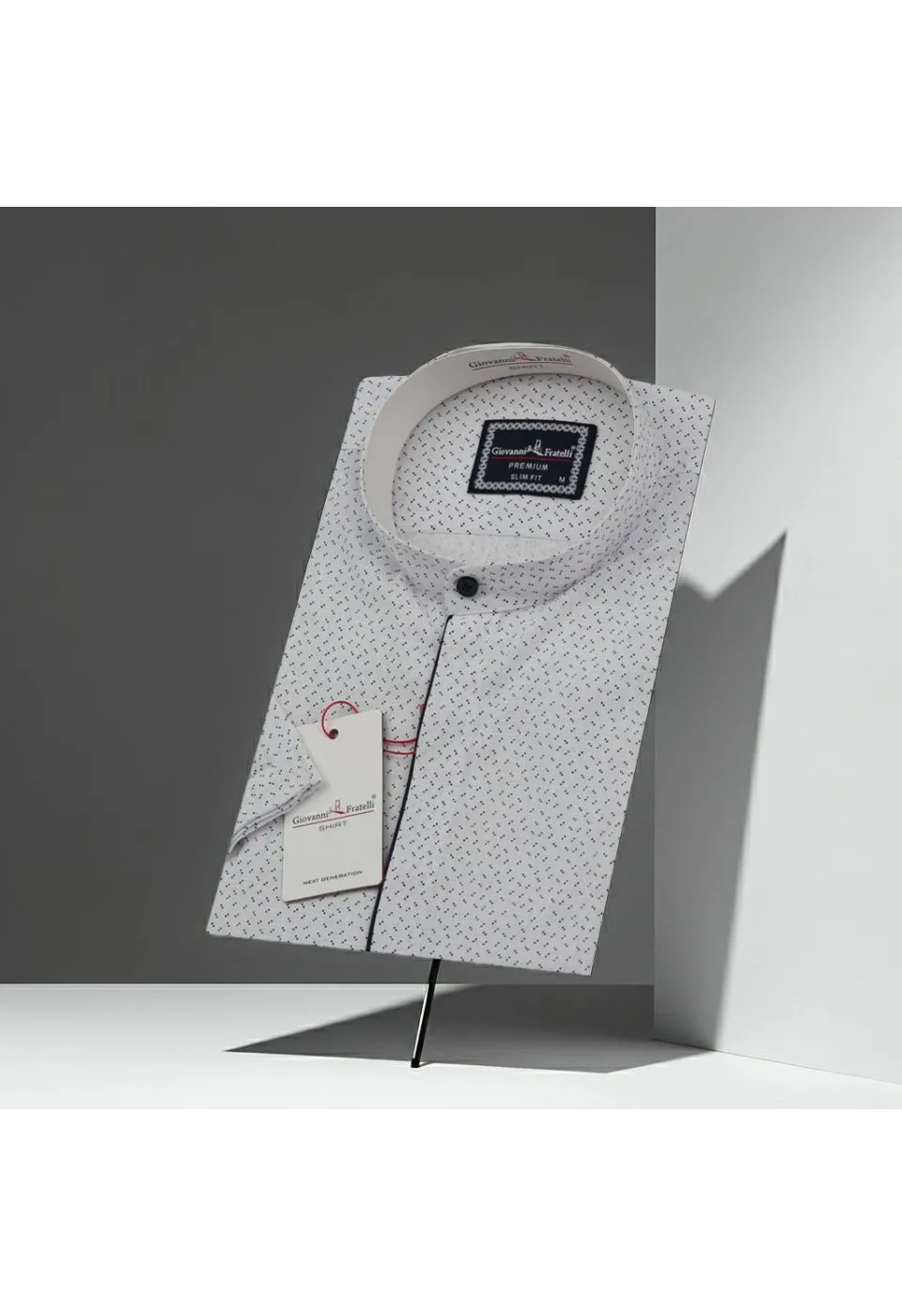 Slim Fit Kısa Kol Desenli Hakim Yaka Erkek Gömlek 3GMK311123001 - Giovanni Fratelli