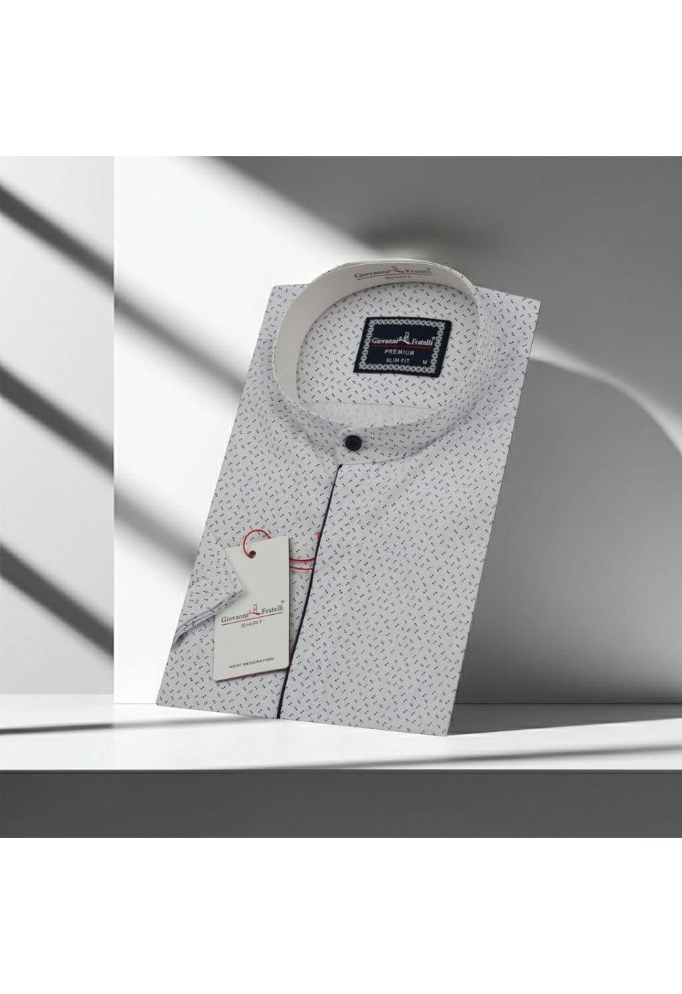 Slim Fit Kısa Kol Desenli Hakim Yaka Erkek Gömlek 3GMK311123001 - Giovanni Fratelli