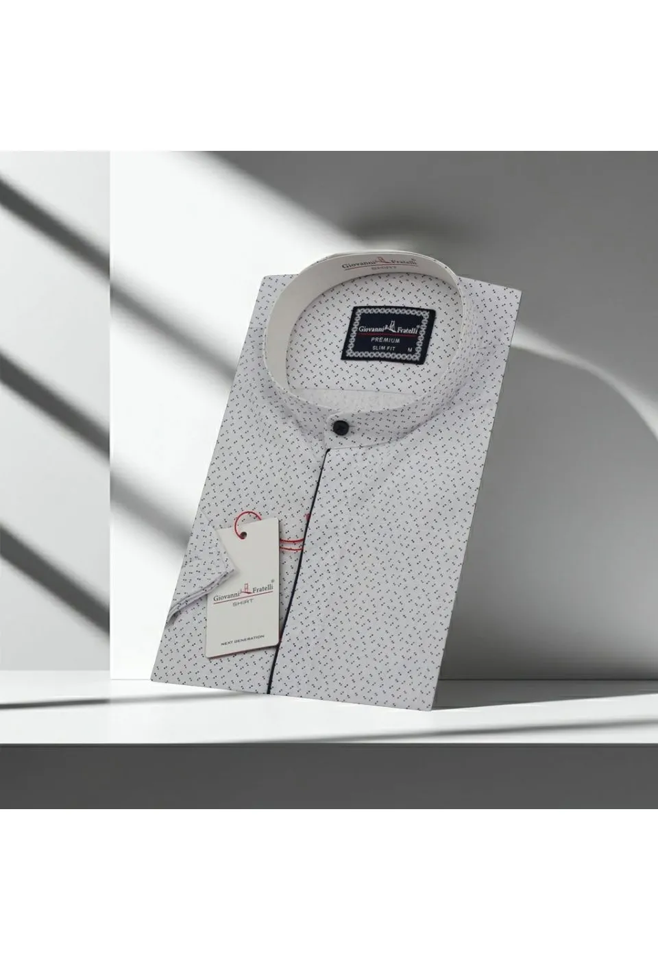 Slim Fit Kısa Kol Desenli Hakim Yaka Erkek Gömlek 3GMK311123001 - Giovanni Fratelli