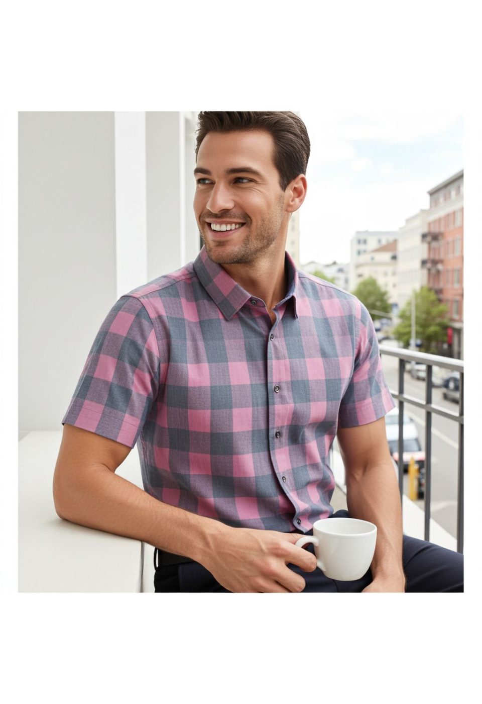 Slim Fit Kısa Kol Desenli Erkek Gömlek 3GMK321125003 - Giovanni Fratelli