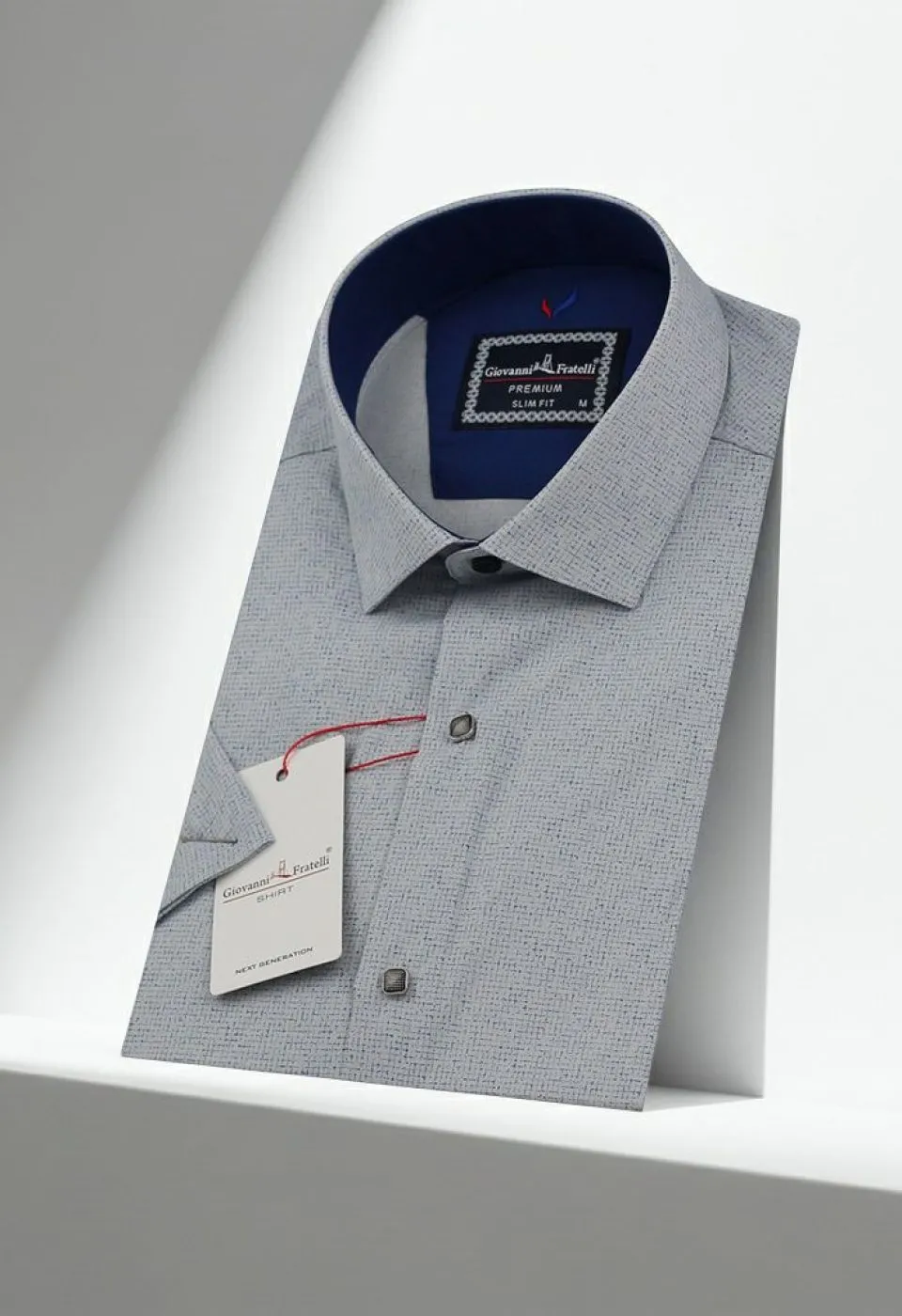 Slim Fit Kısa Kol Desenli Erkek Gömlek 3GMK311129004