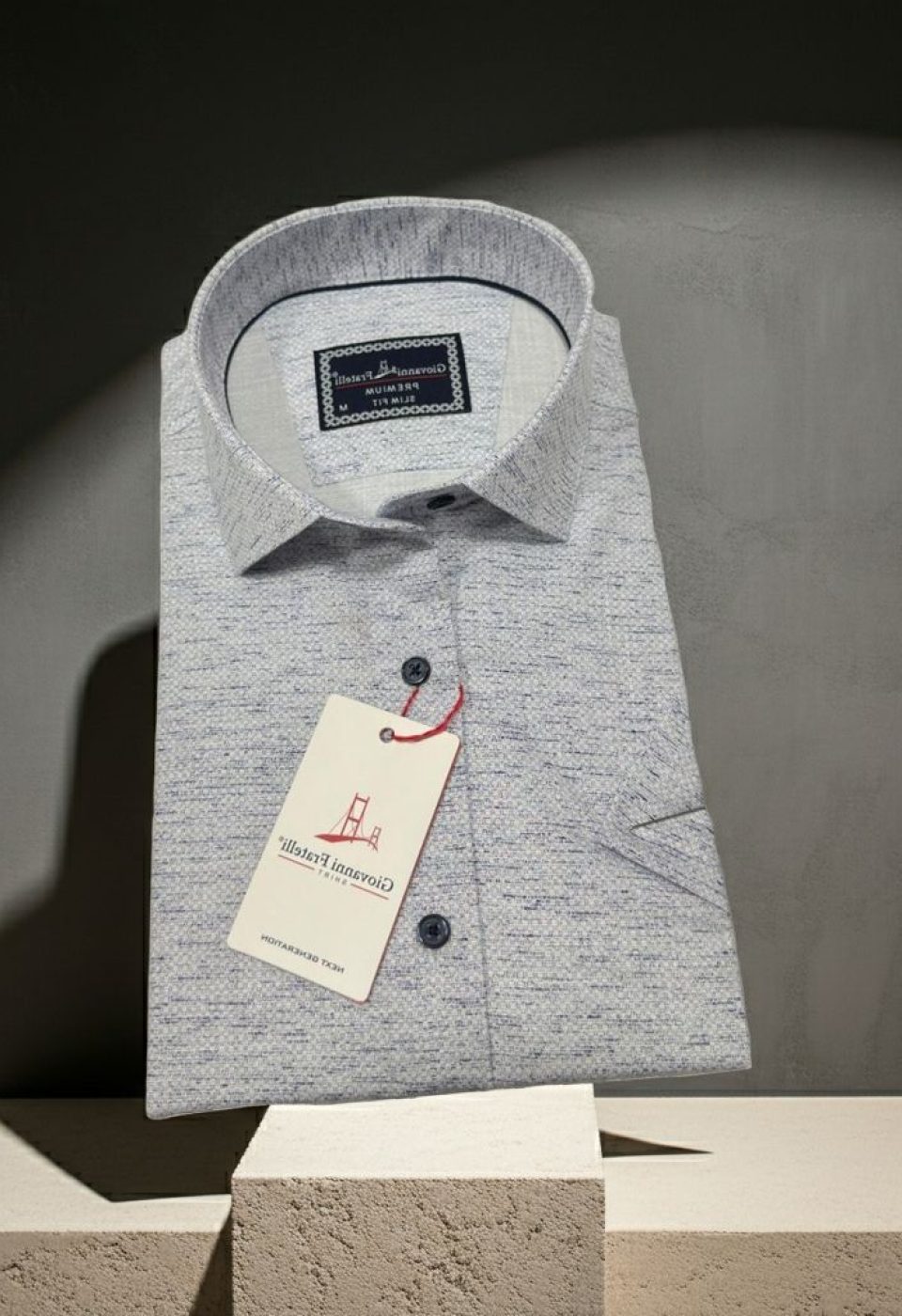 Slim Fit Kısa Kol Desenli Erkek Gömlek 3GMK321134001
