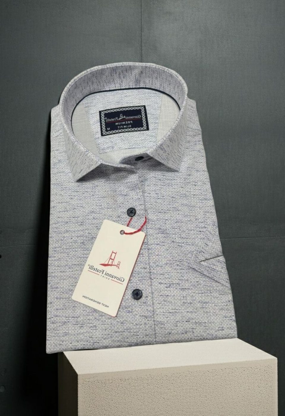 Slim Fit Kısa Kol Desenli Erkek Gömlek 3GMK321134001