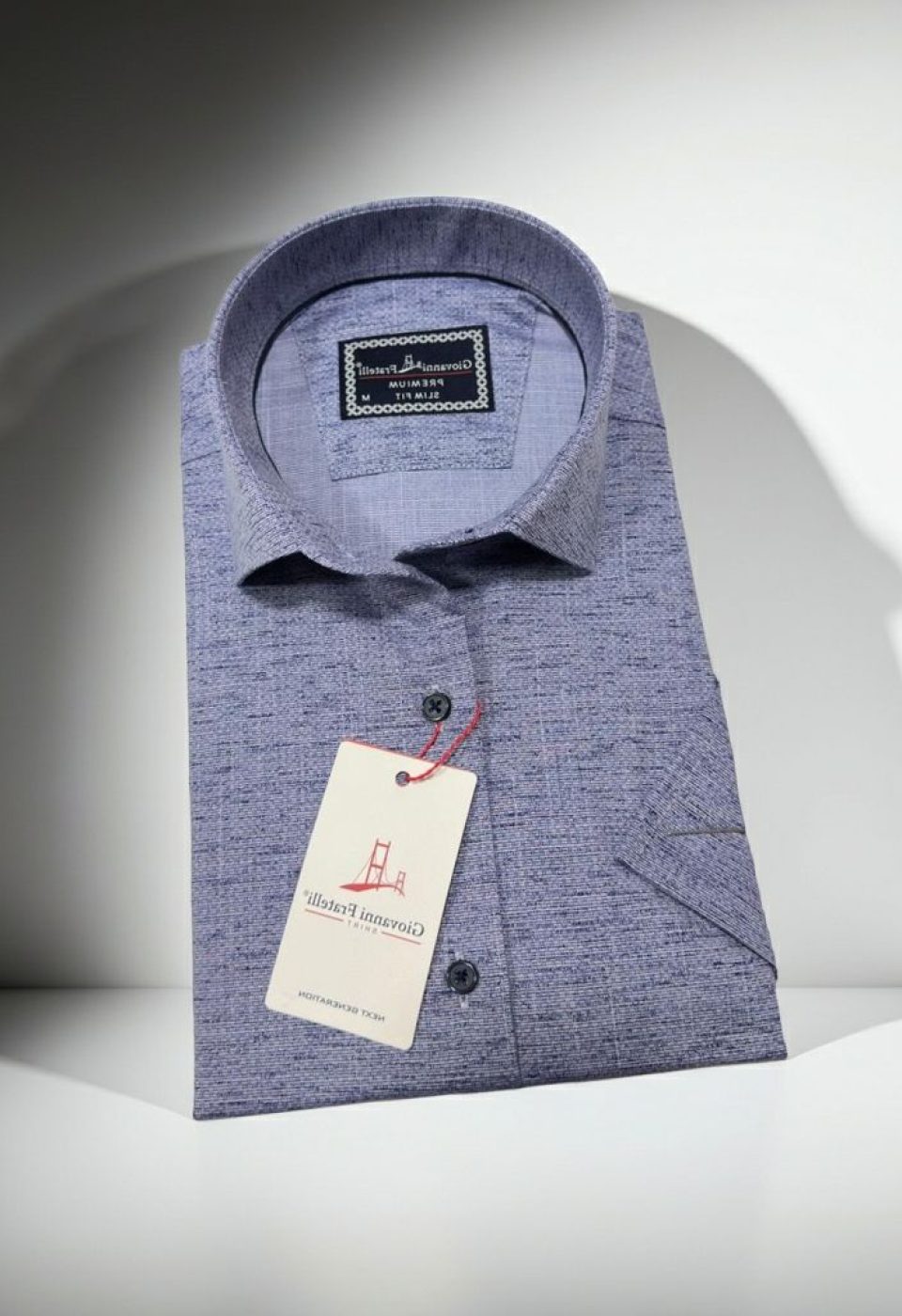 Slim Fit Kısa Kol Desenli Erkek Gömlek 3GMK321134004