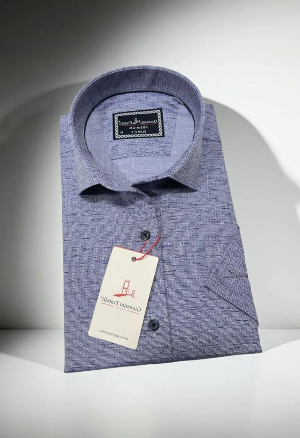 Slim Fit Kısa Kol Desenli Erkek Gömlek 3GMK321134004