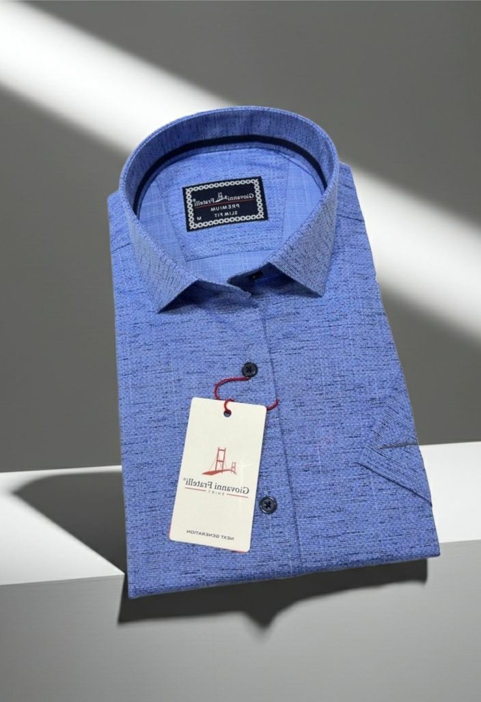 Slim Fit Kısa Kol Desenli Erkek Gömlek 3GMK321134006