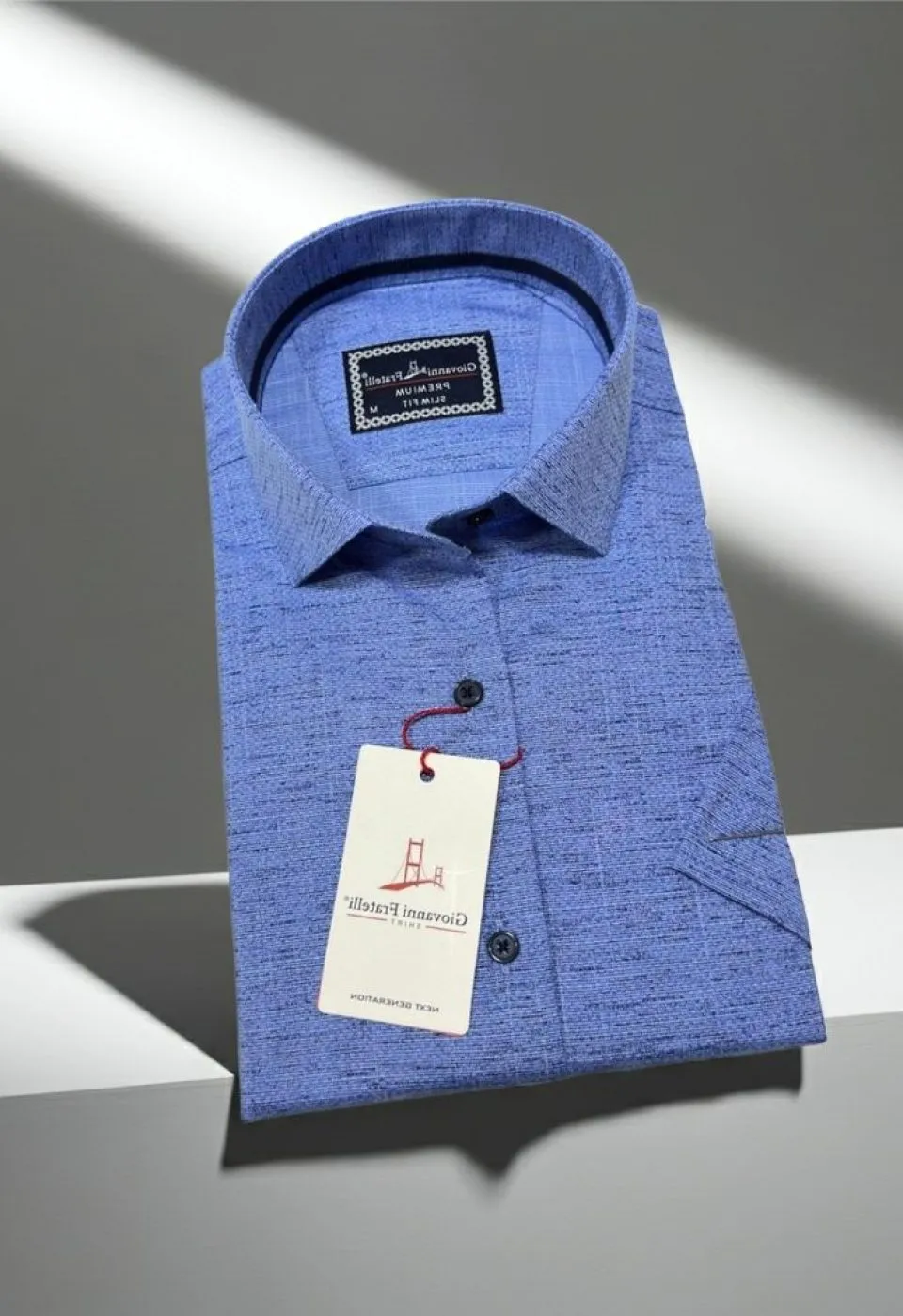 Slim Fit Kısa Kol Desenli Erkek Gömlek 3GMK321134006