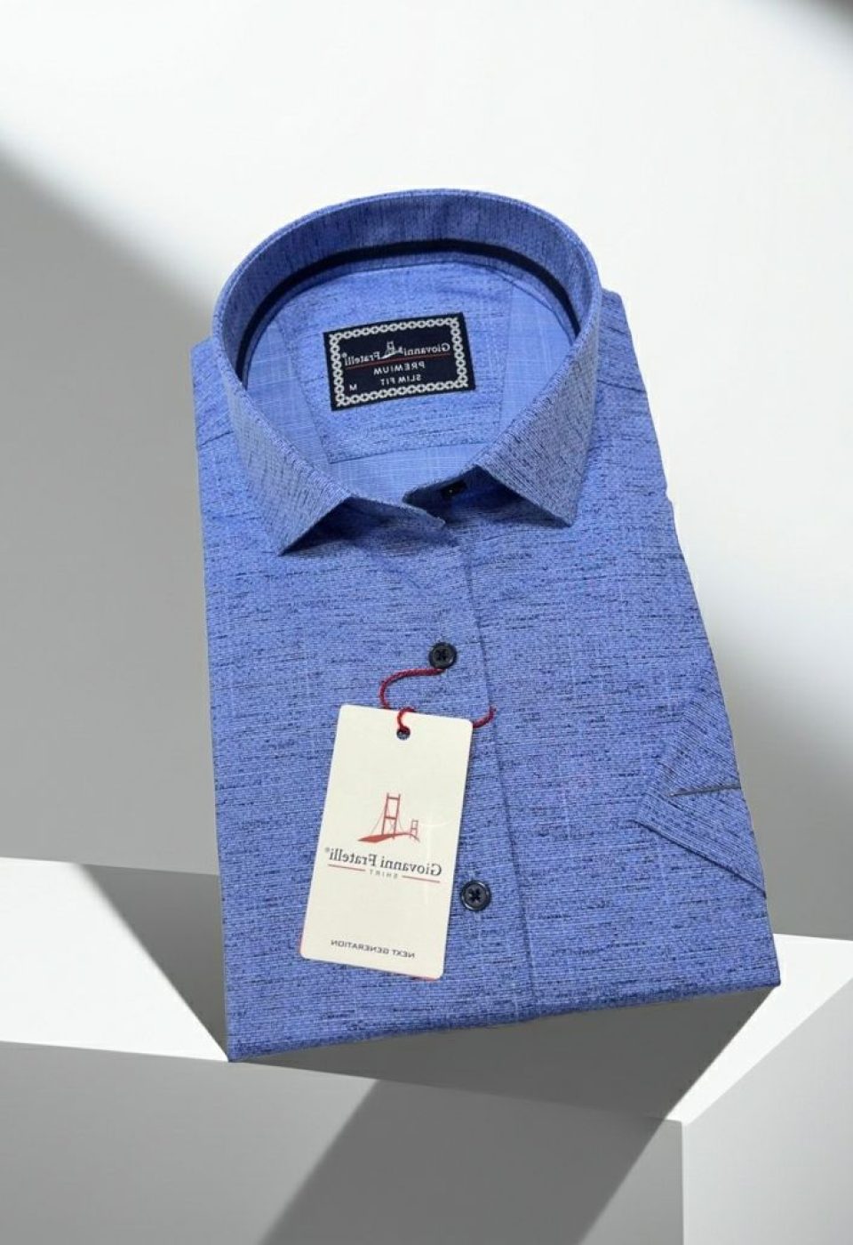 Slim Fit Kısa Kol Desenli Erkek Gömlek 3GMK321134006