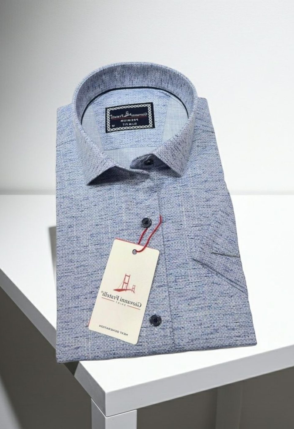 Slim Fit Kısa Kol Desenli Erkek Gömlek 3GMK321134007