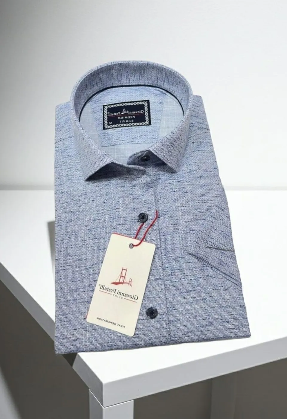 Slim Fit Kısa Kol Desenli Erkek Gömlek 3GMK321134007