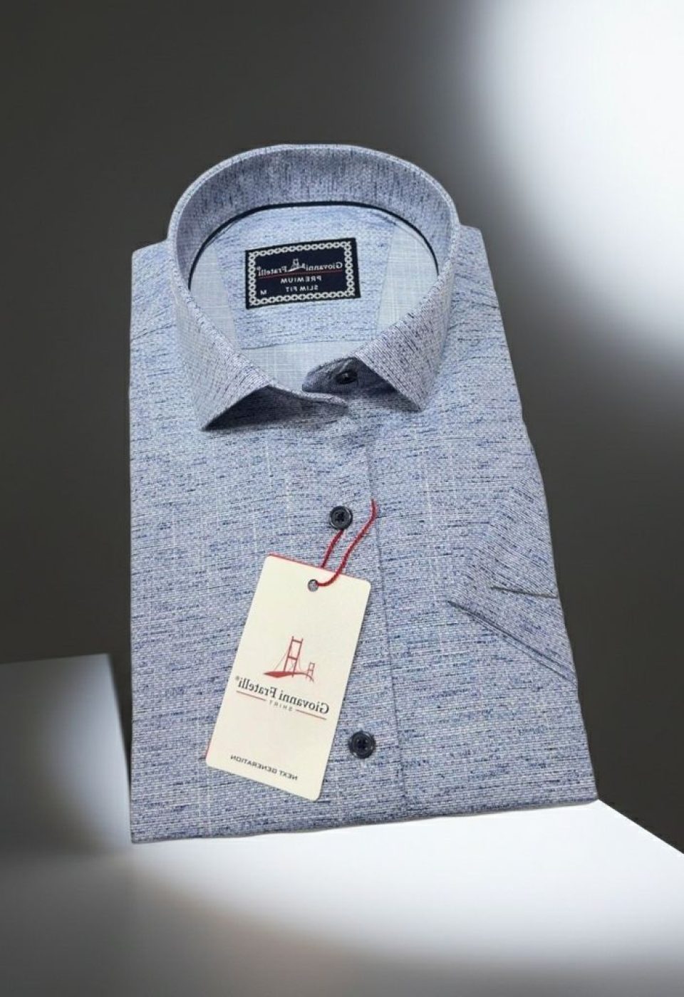 Slim Fit Kısa Kol Desenli Erkek Gömlek 3GMK321134007