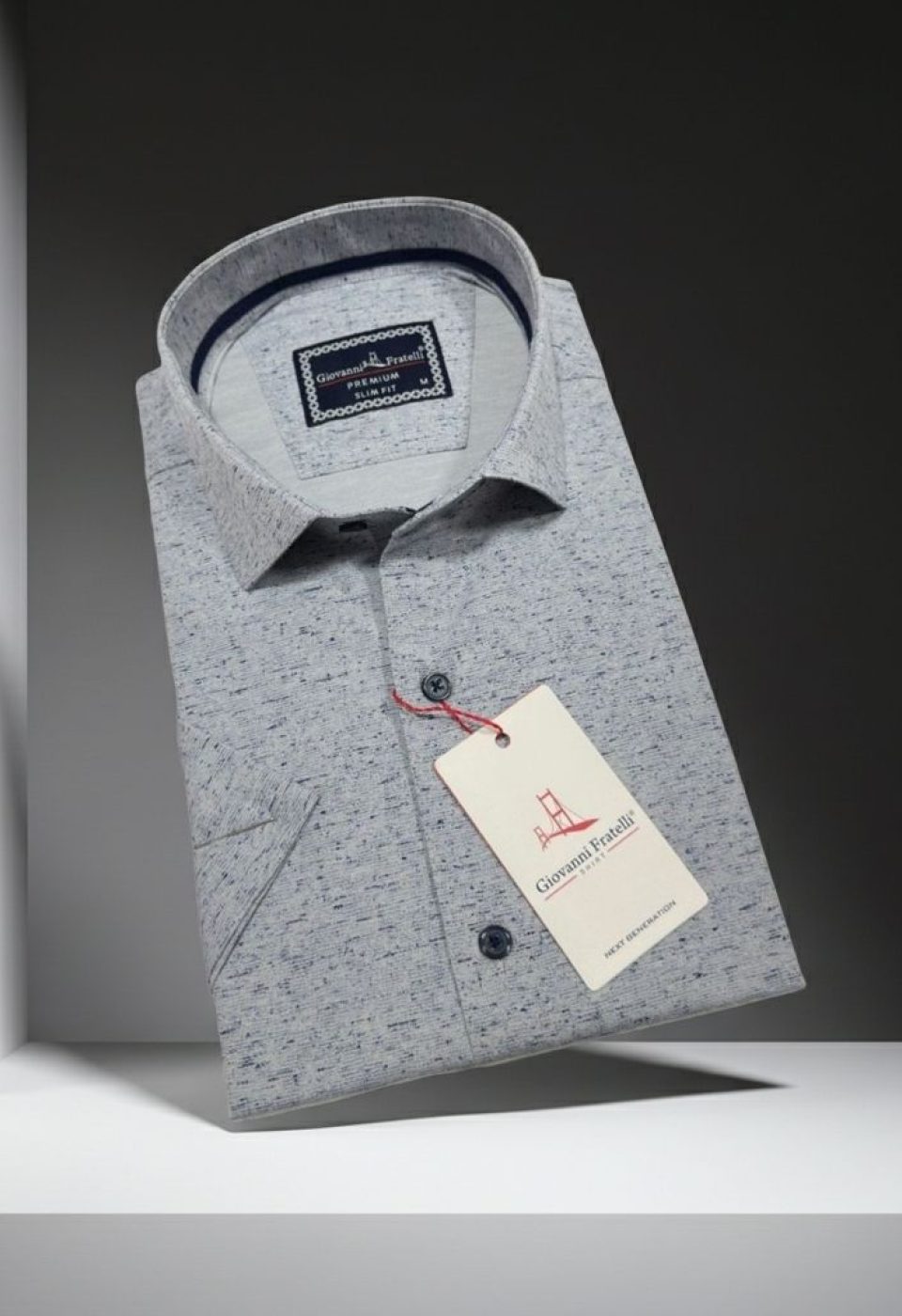 Slim Fit Kısa Kol Desenli Erkek Gömlek 3GMK321135003