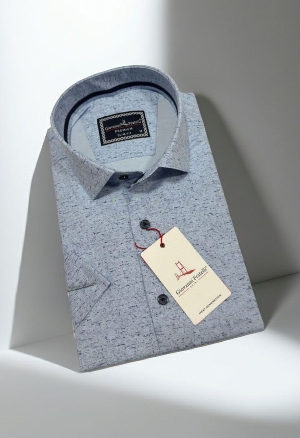 Slim Fit Kısa Kol Desenli Erkek Gömlek 3GMK321135004