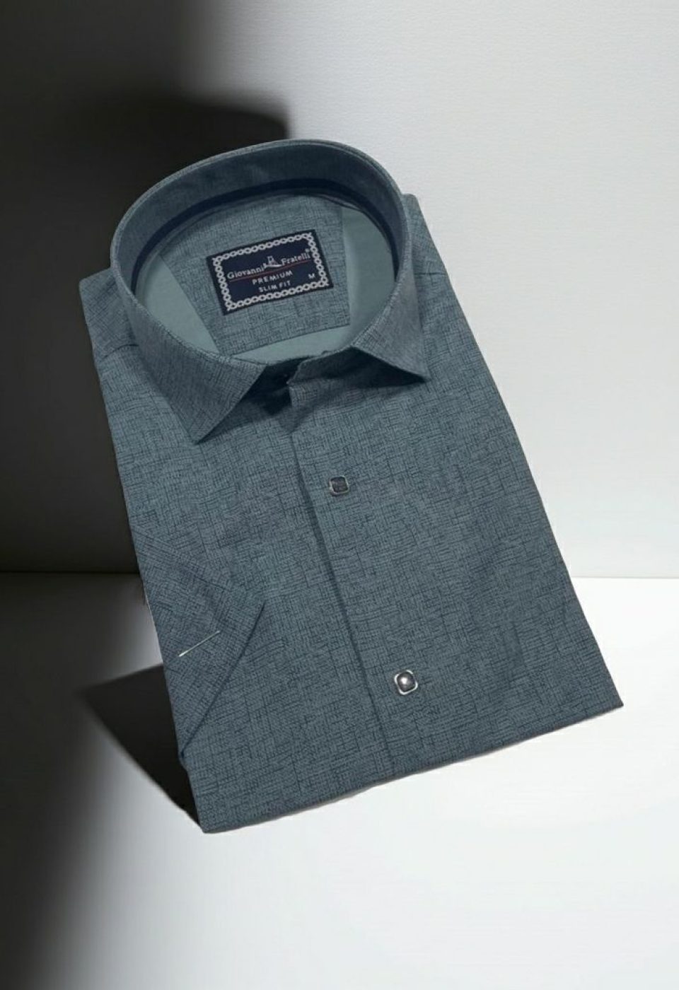Slim Fit Kısa Kol Desenli Erkek Gömlek 3GMK321136003
