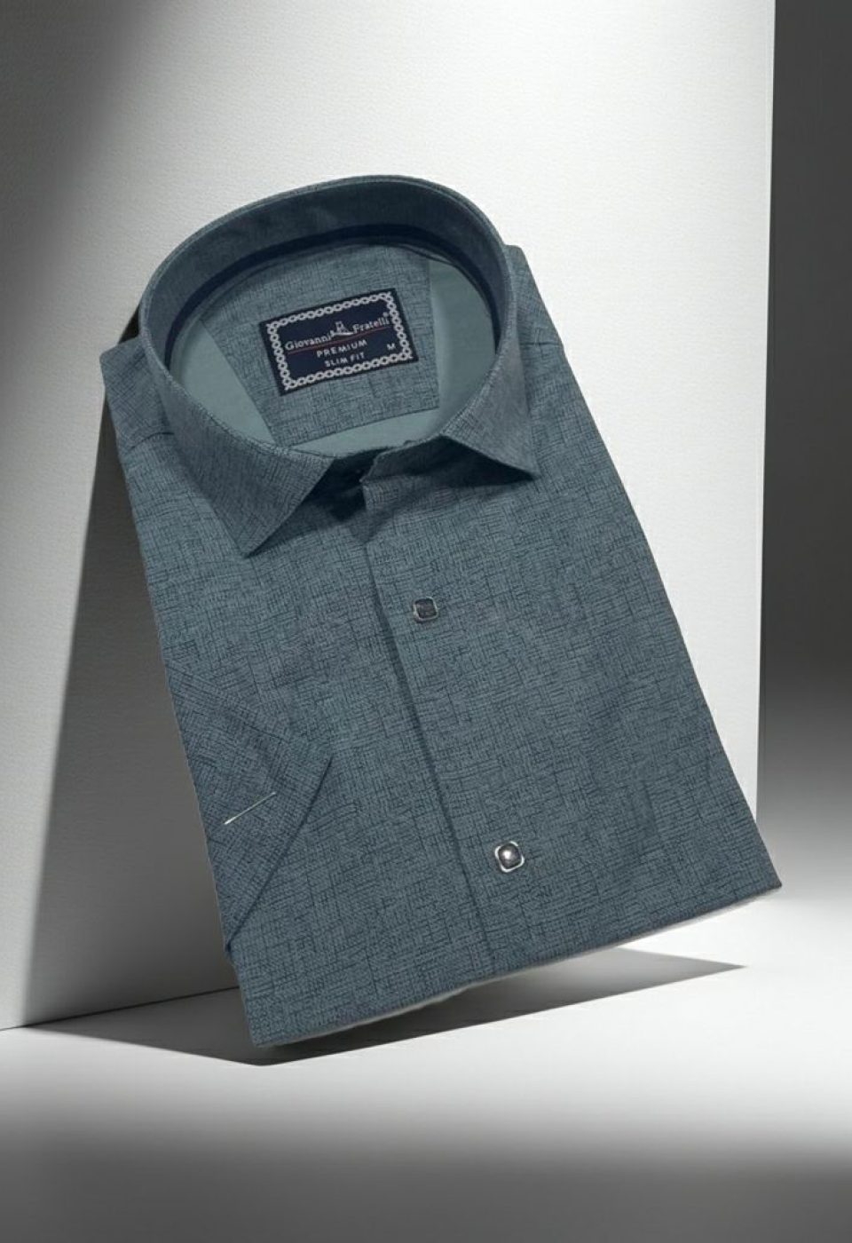 Slim Fit Kısa Kol Desenli Erkek Gömlek 3GMK321136003
