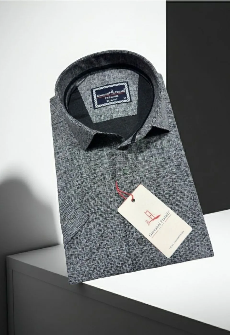 Slim Fit Kısa Kol Desenli Erkek Gömlek 3GMK321136004