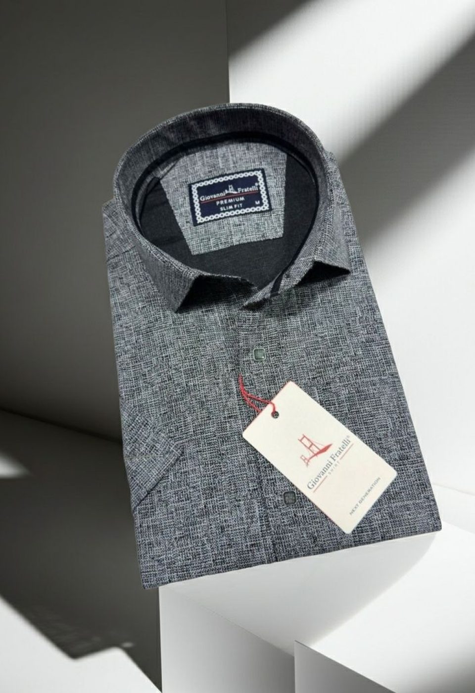 Slim Fit Kısa Kol Desenli Erkek Gömlek 3GMK321136004