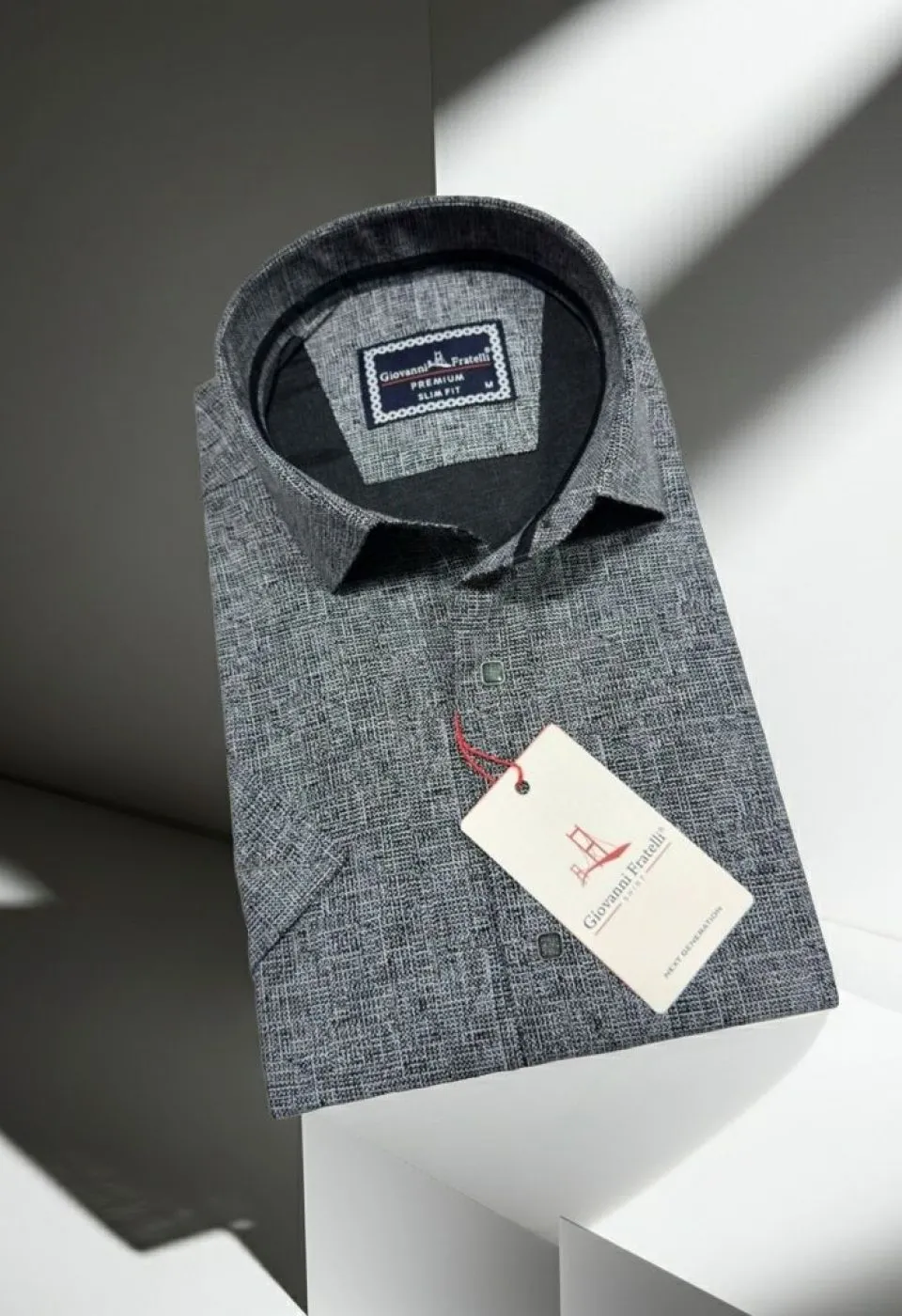 Slim Fit Kısa Kol Desenli Erkek Gömlek 3GMK321136004