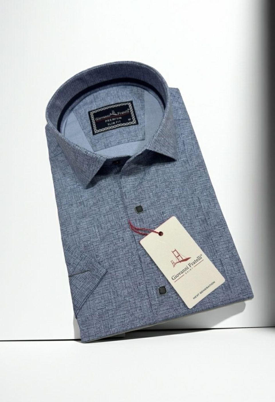 Slim Fit Kısa Kol Desenli Erkek Gömlek 3GMK321136005
